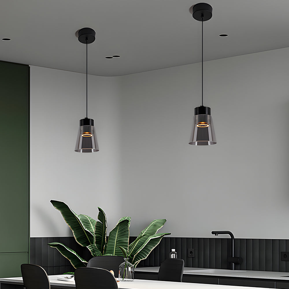 Minimalist Smoke Gray Glass Shade Cob Modern Pendant Lights Chandelier