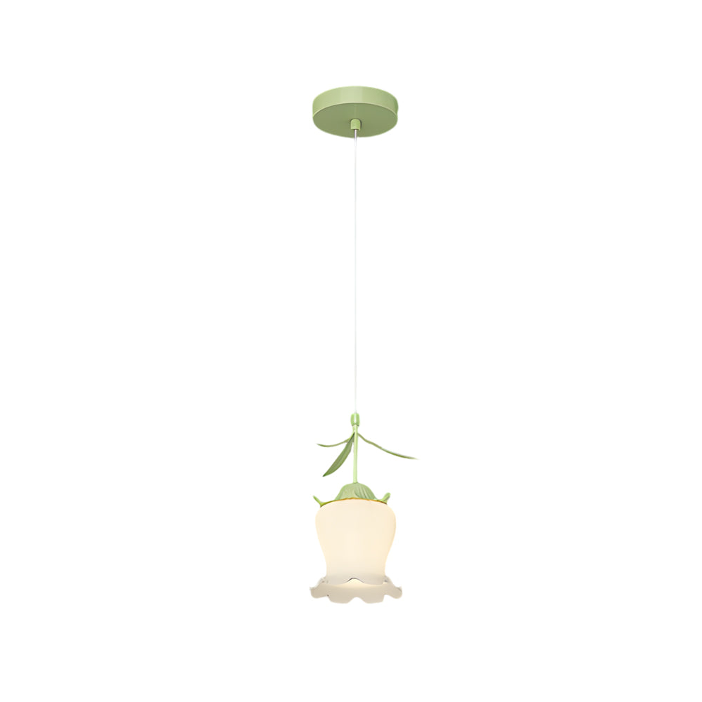 Bell Orchid Flowers Three Step Dimming Green Modern Pendant Lights Fixture