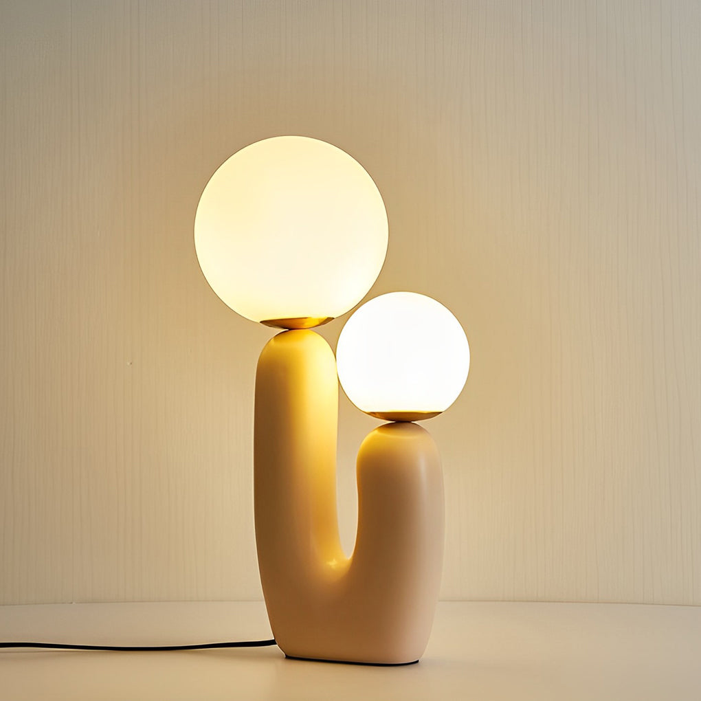 2-Light Modern Beige Cactus LED Accent Table Lamp