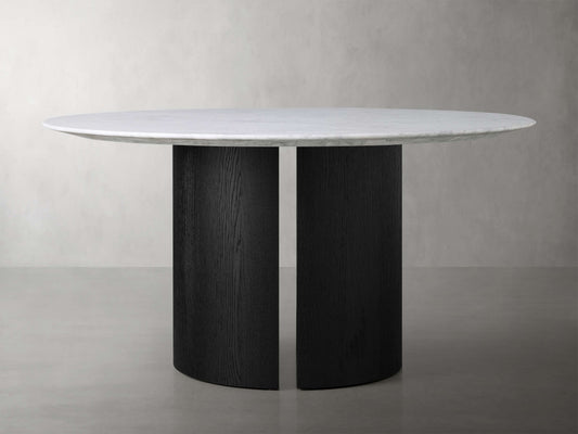 Saint Germain Round Stone Dining Table with Dauphine Base