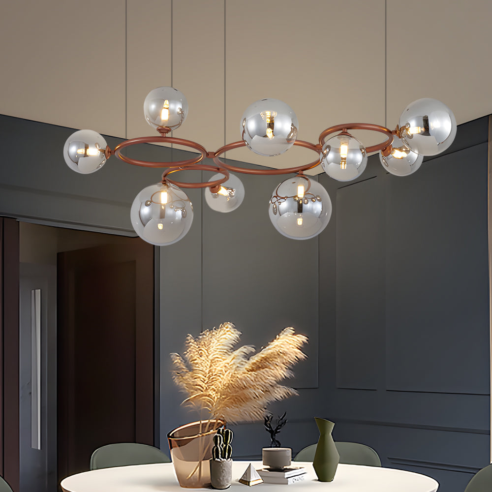 5/7/9-Light Glass Ball Circular Contemporary Chandelier with 3 Step Dimming