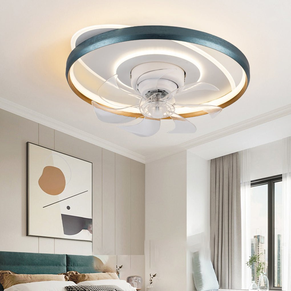 360° Rotatable LED Three-color Light Stepless Dimming Ceiling Fan Lamp with Remote Control