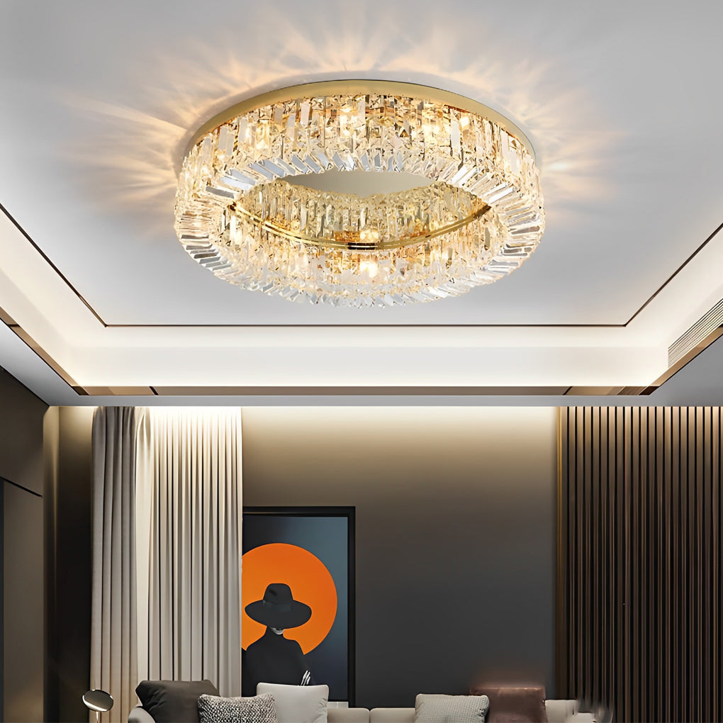 Elegant Ring Drum Crystal Chandelier Ceiling Light