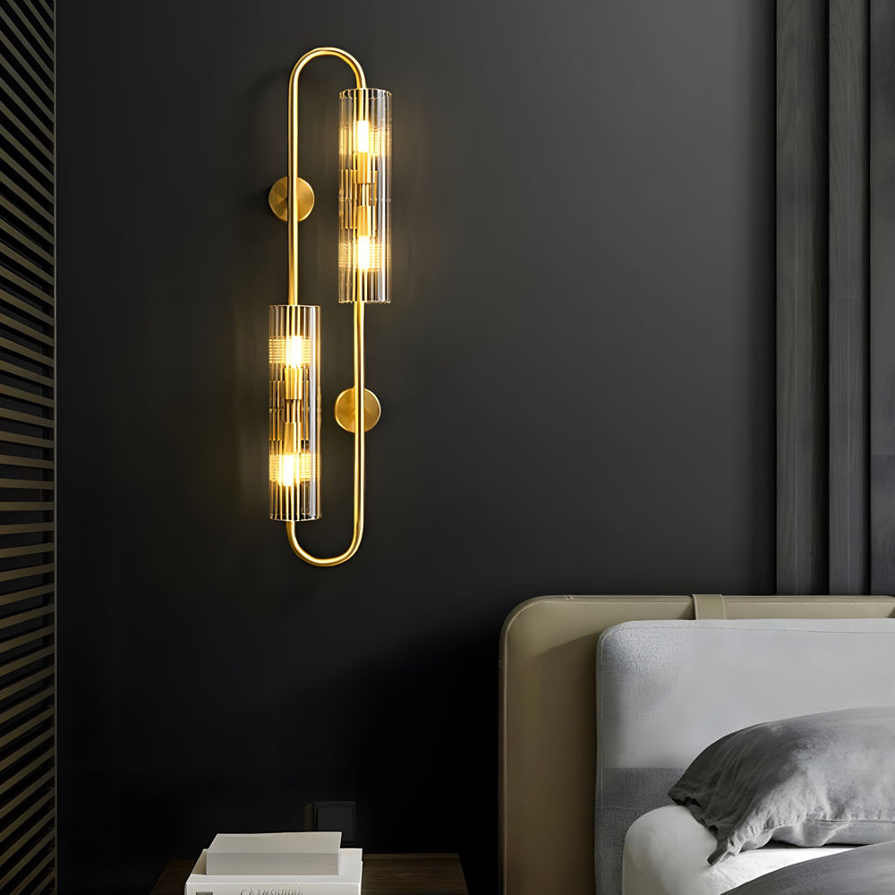 Modern Luxury 4-Light Oval Brass Wall Lamp with Clear Glass Shade