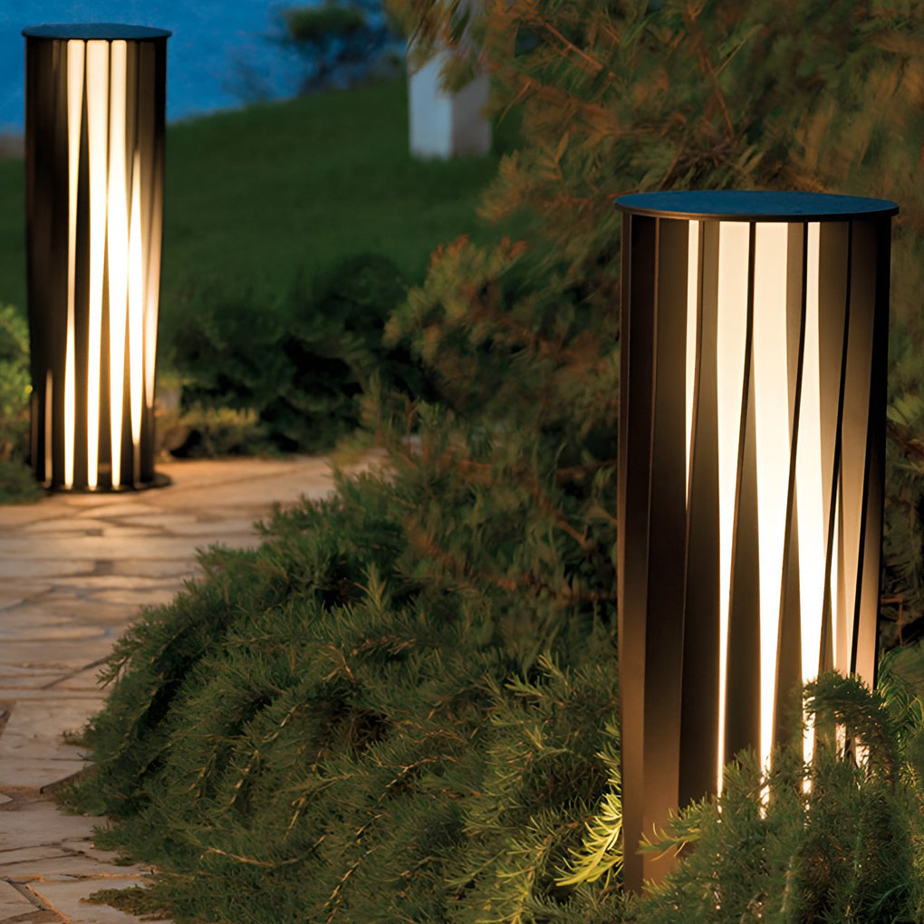 Creative Cylindrical LED Waterproof Black Modern Solar Pathway Lights