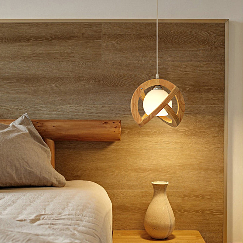 Simple Wood Glass LED Three Step Dimming Wabi-Sabi Japanese Pendant Lights