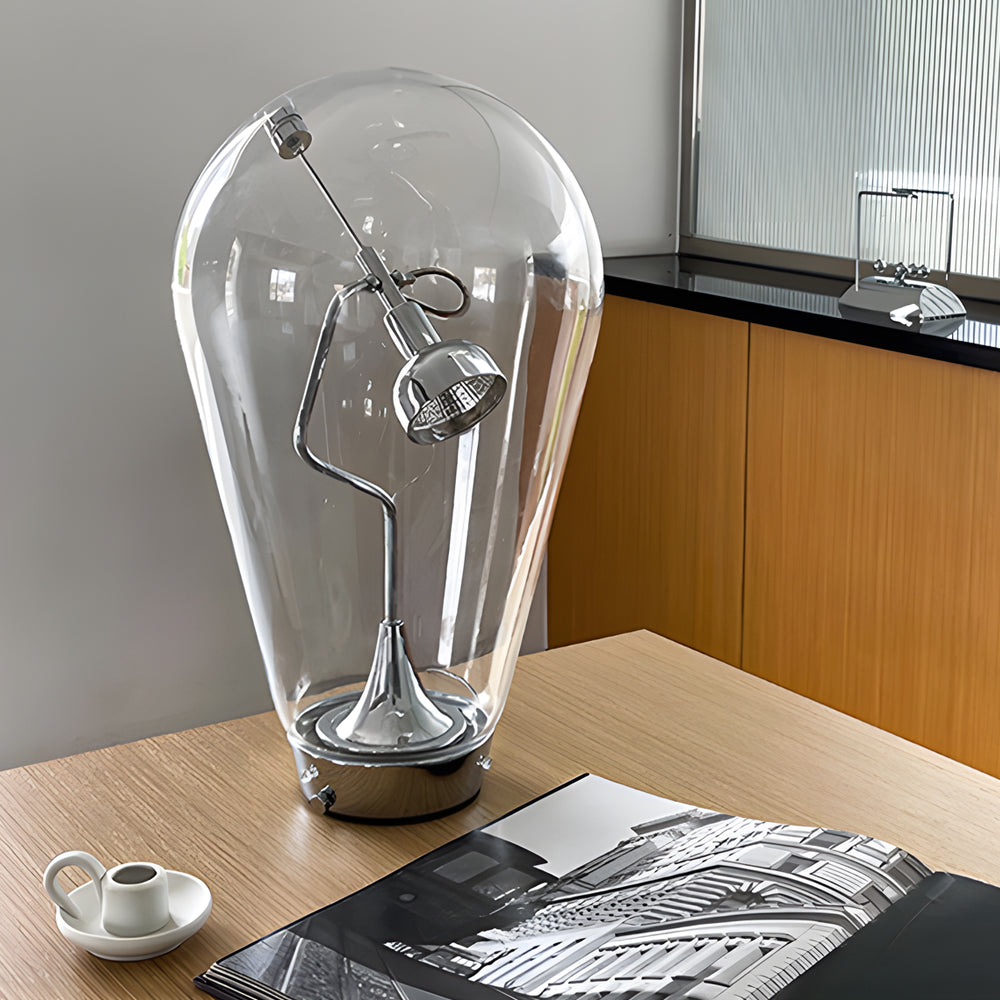 Touch-Dimming Glass Bulb Desk Lamp with Industrial Magnetic Control Design