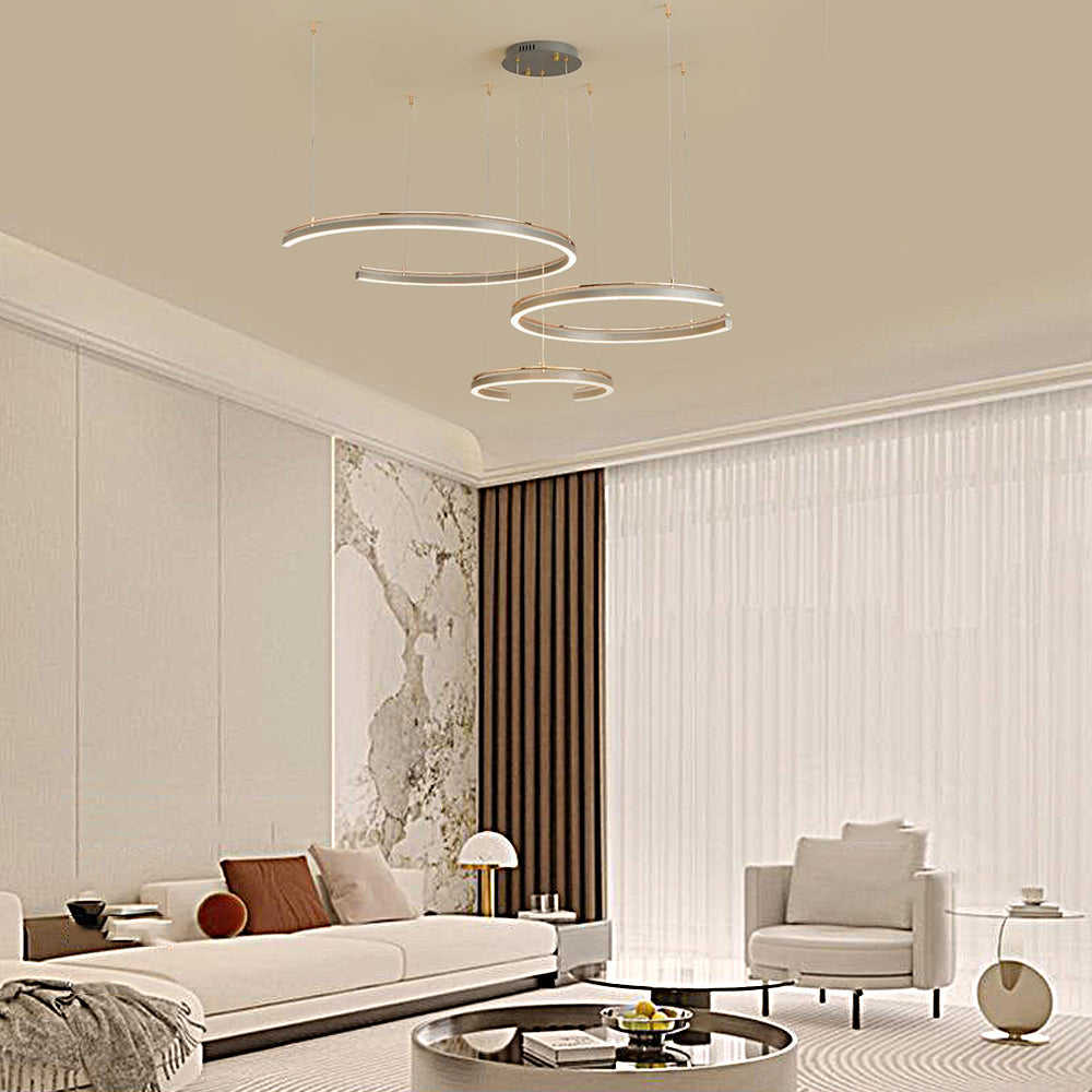 Modern Circular 2/3-Light C-Shape Suspension Ceiling Lamp