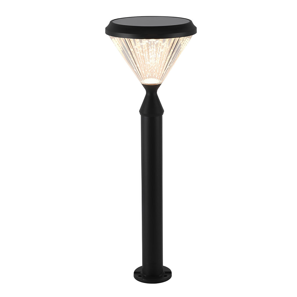 Round Waterproof Light Control LED Black Modern Solar Outdoor Lights