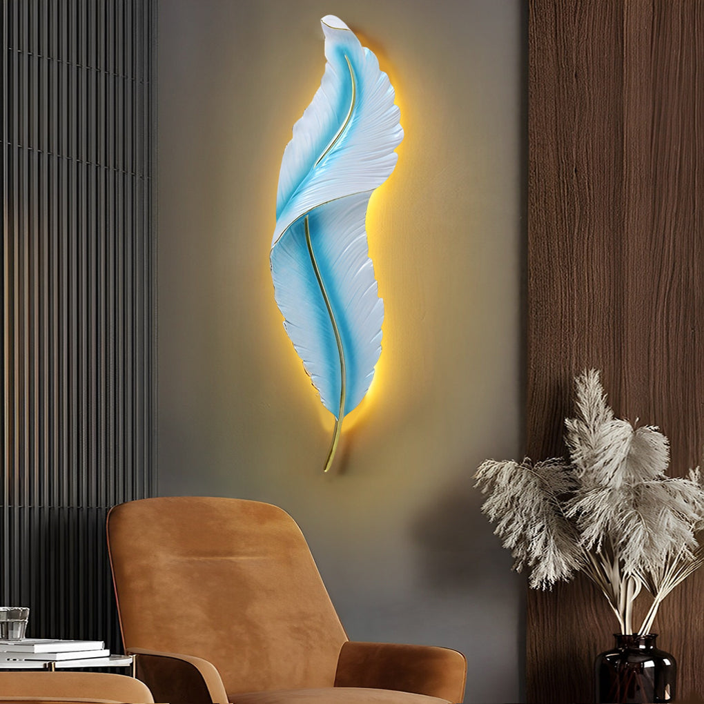 Creative Feather Wall Light LED White Luxury Modern Wall Sconce Lamp Lighting