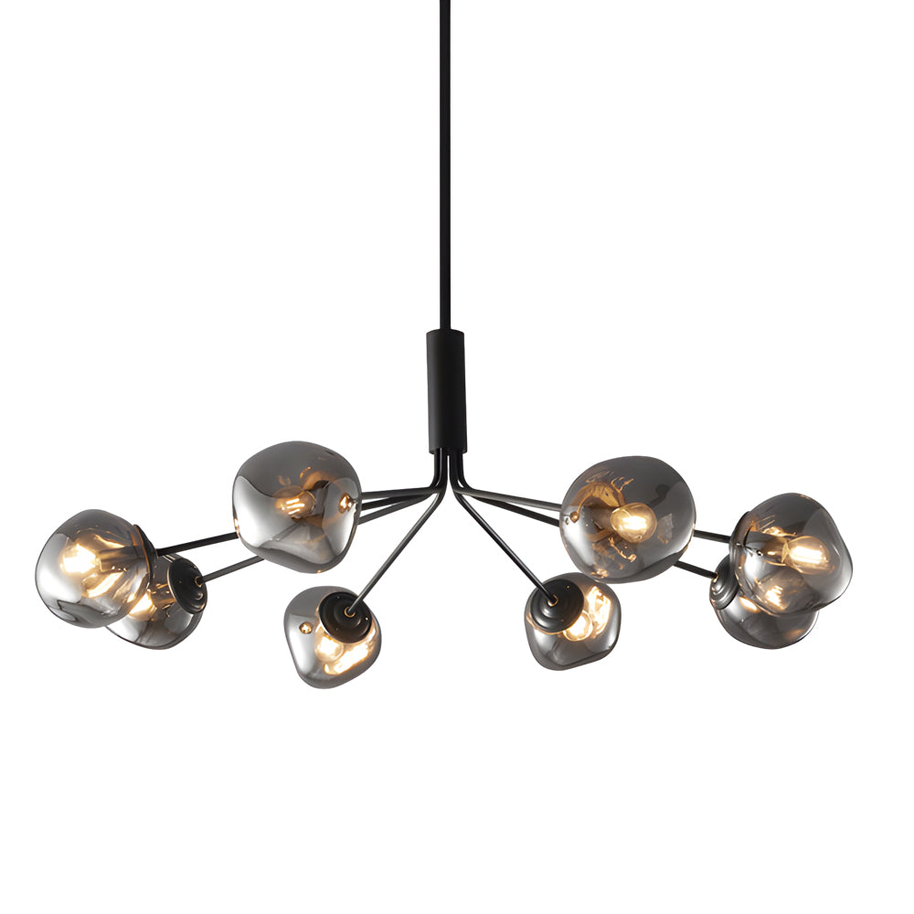 3/5/8-Light Molecule Dimpled Lava Glass Chandelier with Black Metallic Arms