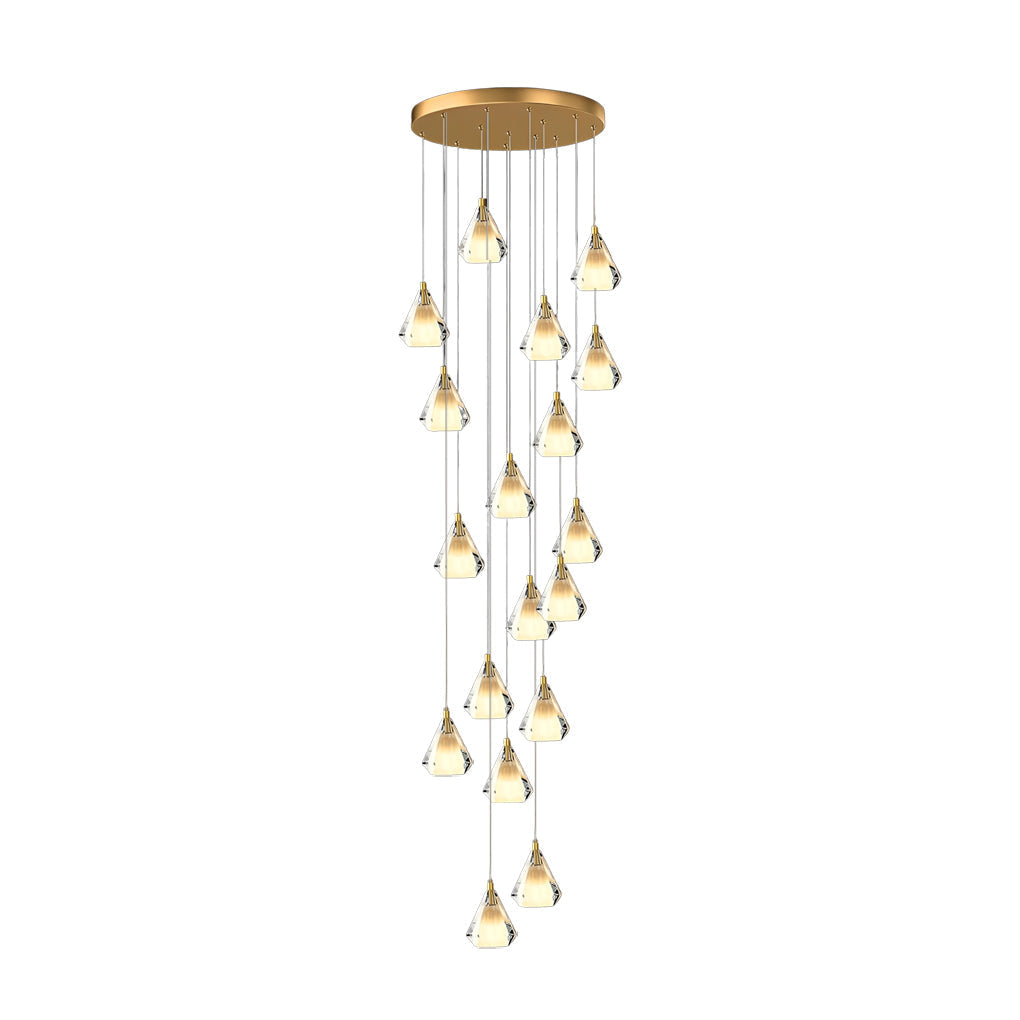 Creative Crystal Shade Three Step Dimming Nordic Staircase Chandelier