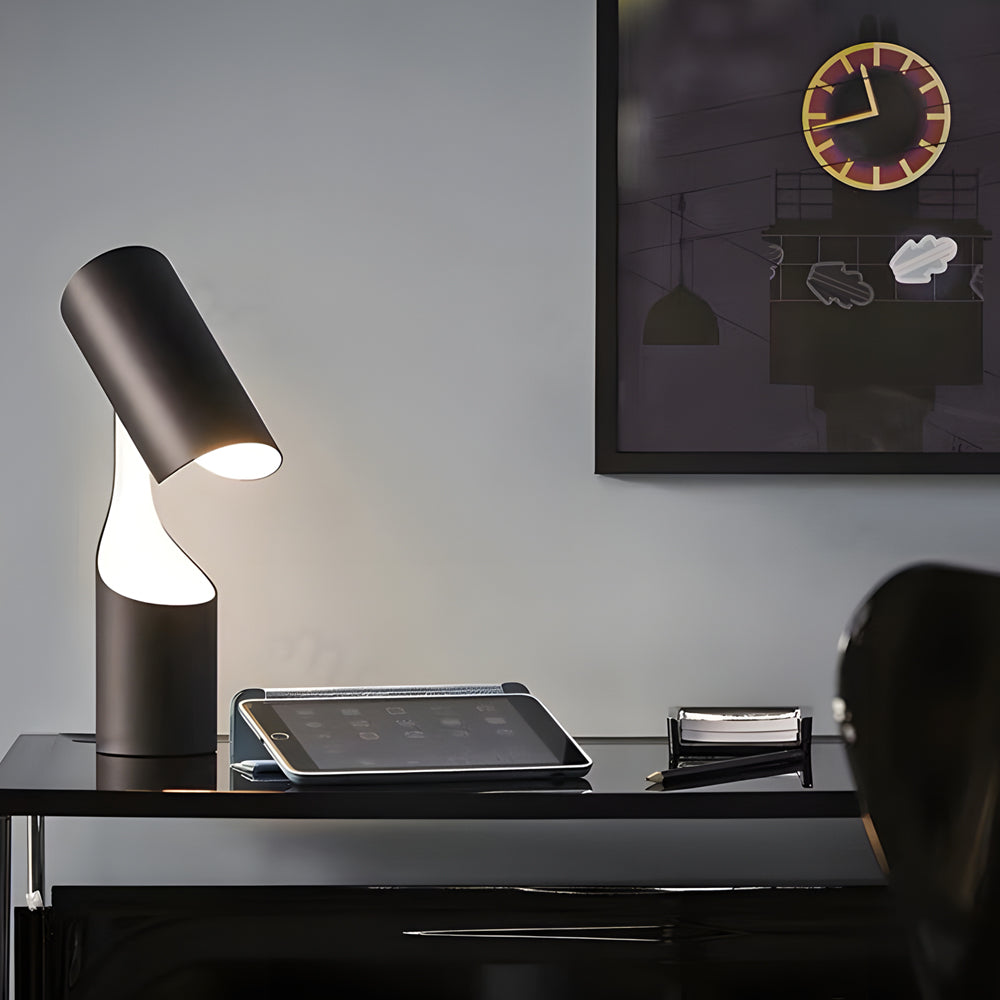 Nordic Black LED Desk Lamp with Adjustable Cylinder Design