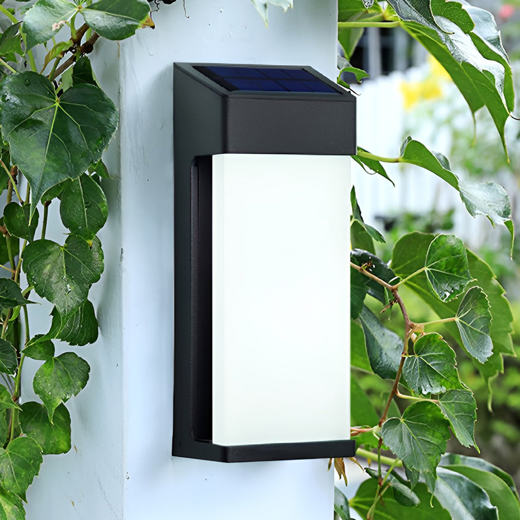 2 Pcs Rectangular LED Light-controlled Waterproof Outdoor Solar Sconce Lighting