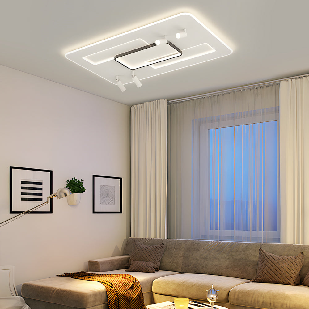 Ultra-Thin Rectangular 3 Step Dimming Modern Ceiling Lights with Spotlights