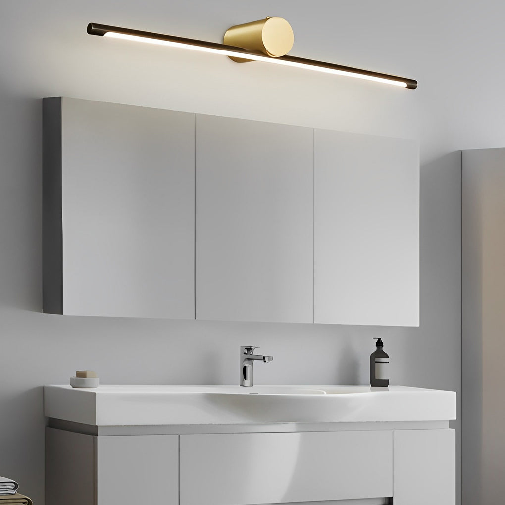 Modern Two-Tone Bathroom Vanity Light with Cylinder Fixture and Linear Bar