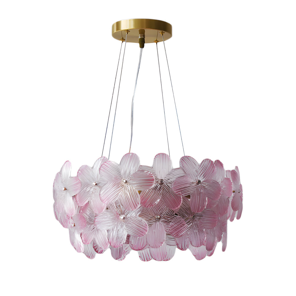 French Glass Flower Round Chandelier