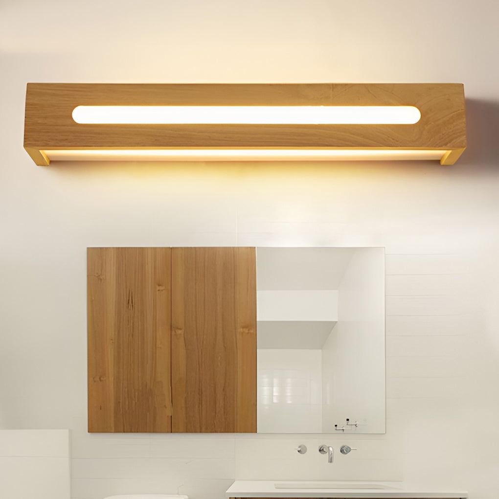 Rectangular Wood Waterproof LED Nordic Wall Lamp Mirror Light Sconces