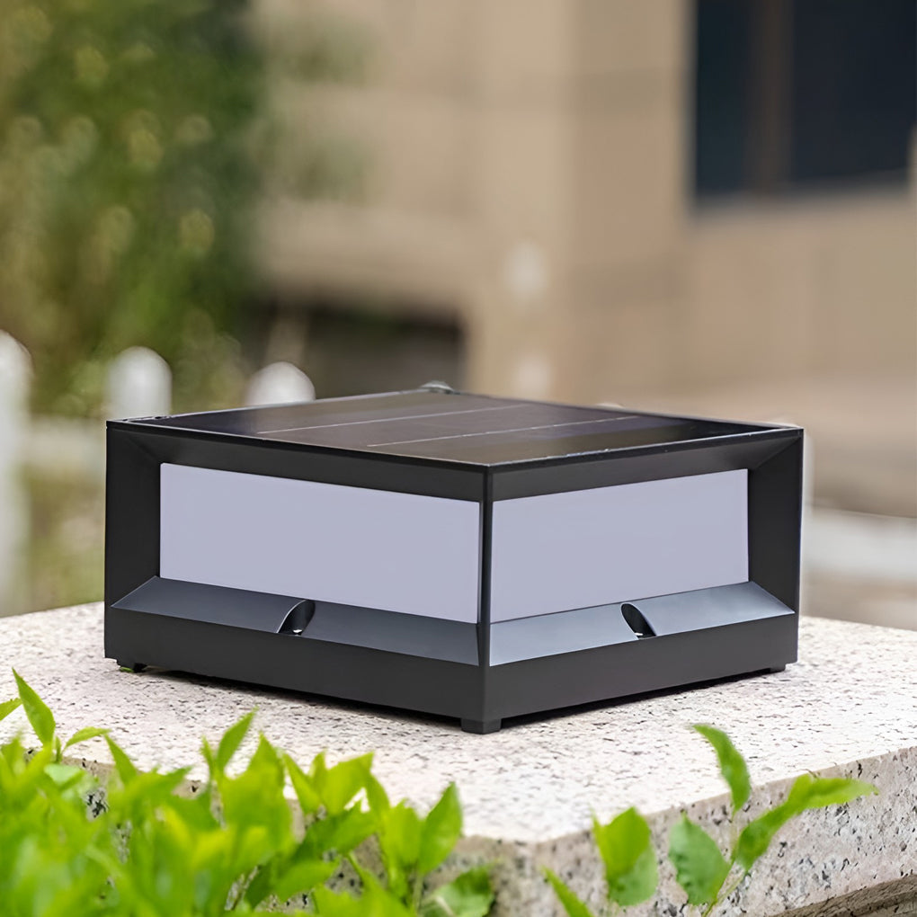 Square Waterproof Black Modern Solar Lights Outdoor Fence Post Lights