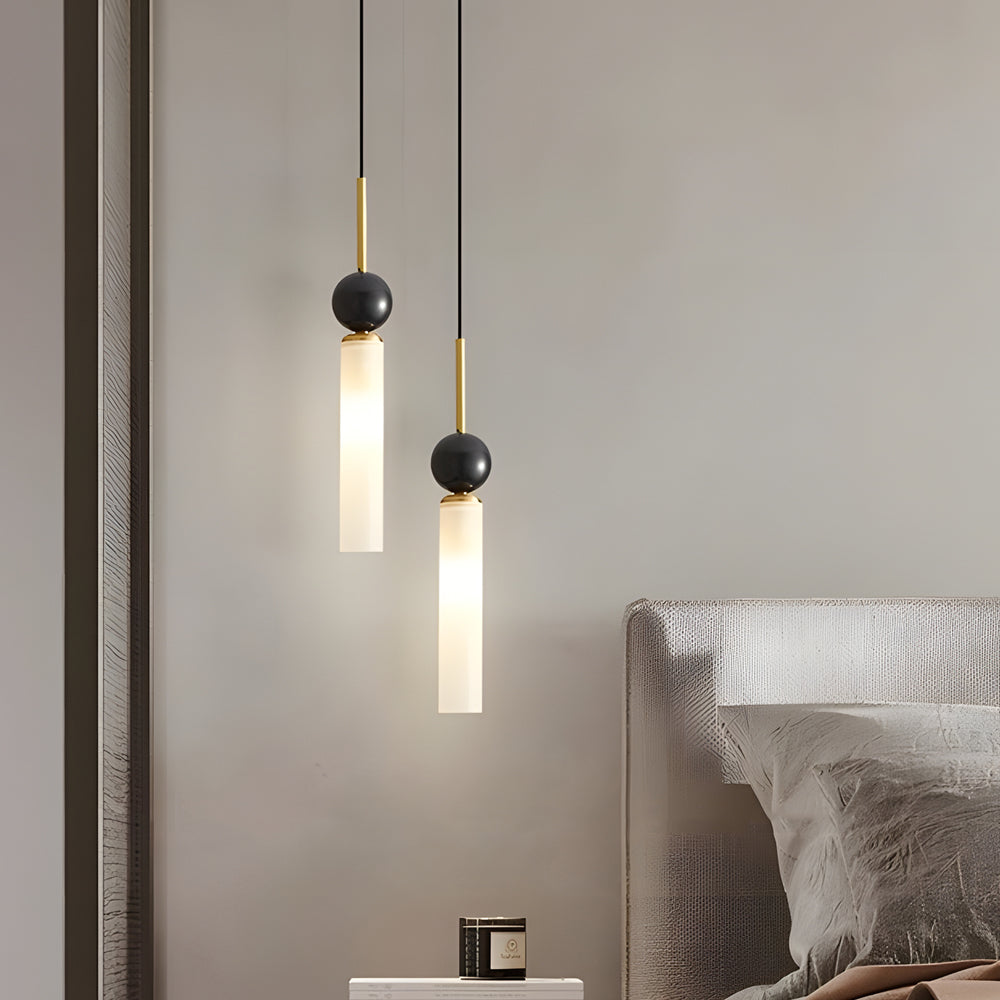 Vertical Marble Cylinder 1-Light Pendant Light - Modern Hanging Lamp