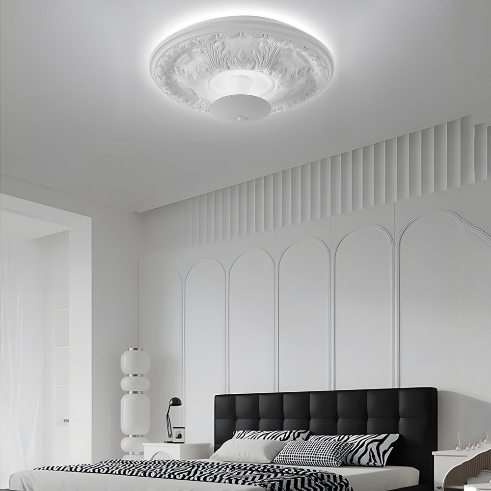 19.7-inch Round Gypsum Relief Dimmable LED Flush Mount Ceiling Light