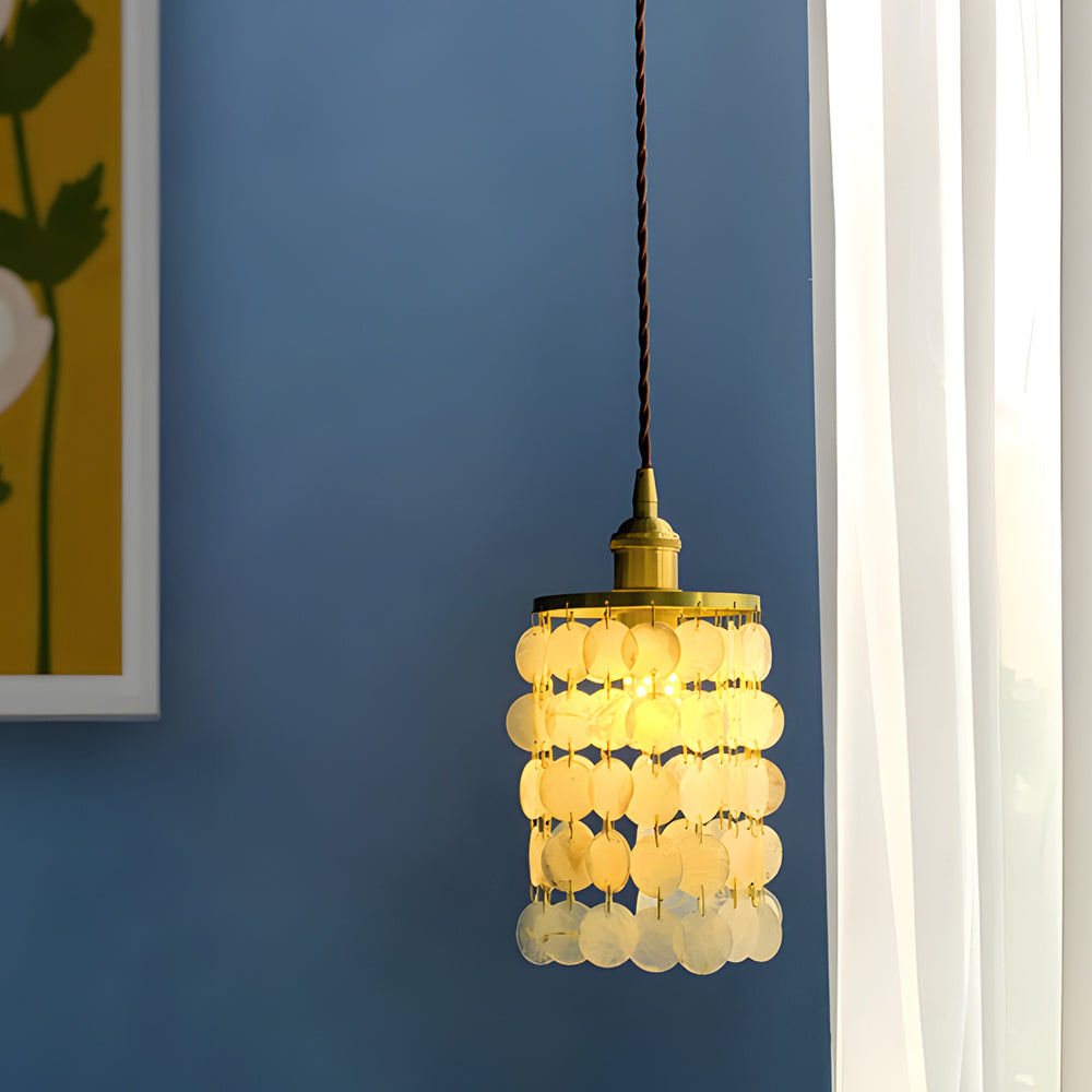 Tiered Coastal Seashells Pendant Light Capiz Shell Chandelier