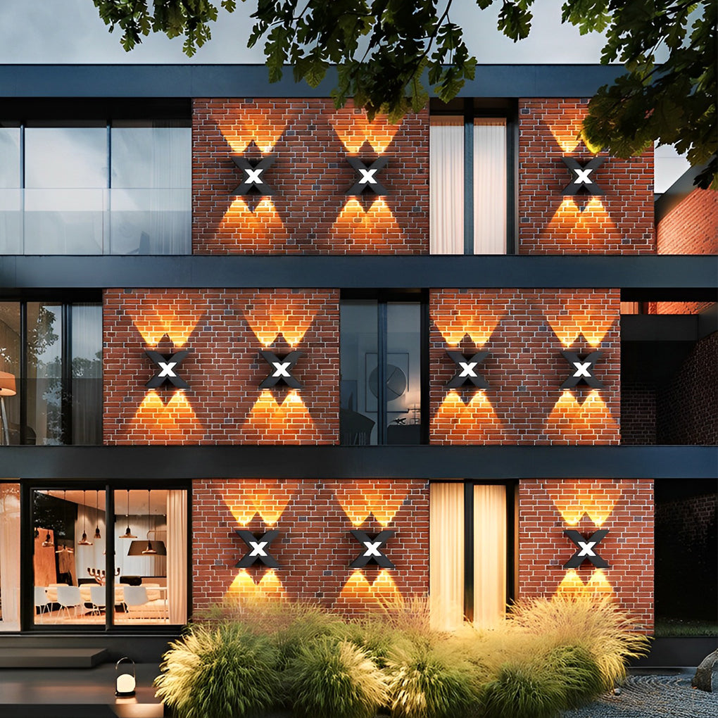 X Shape Creative Waterproof LED Black Modern Outdoor Wall Lamp Exterior Lights