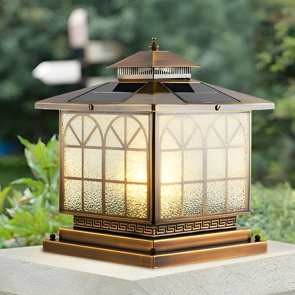 Classical Waterproof LED 3 Step Dimming Bronze Solar Post Caps Lights