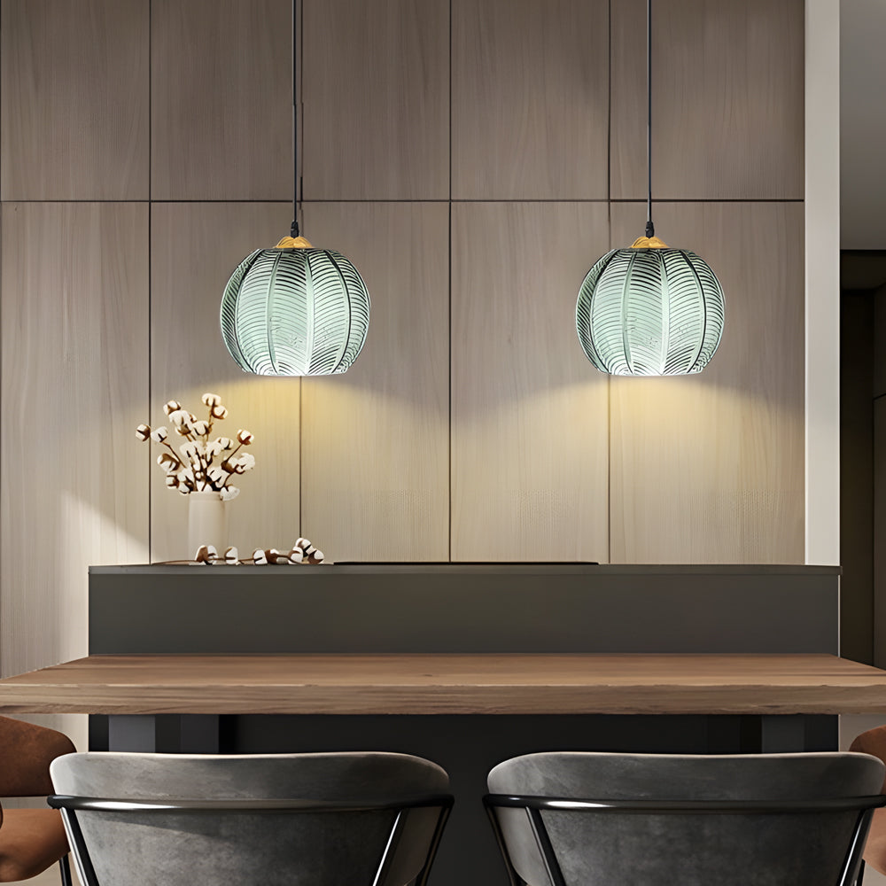 Green Leaves Texture Glass Kitchen Island Lighting Pendant Lights