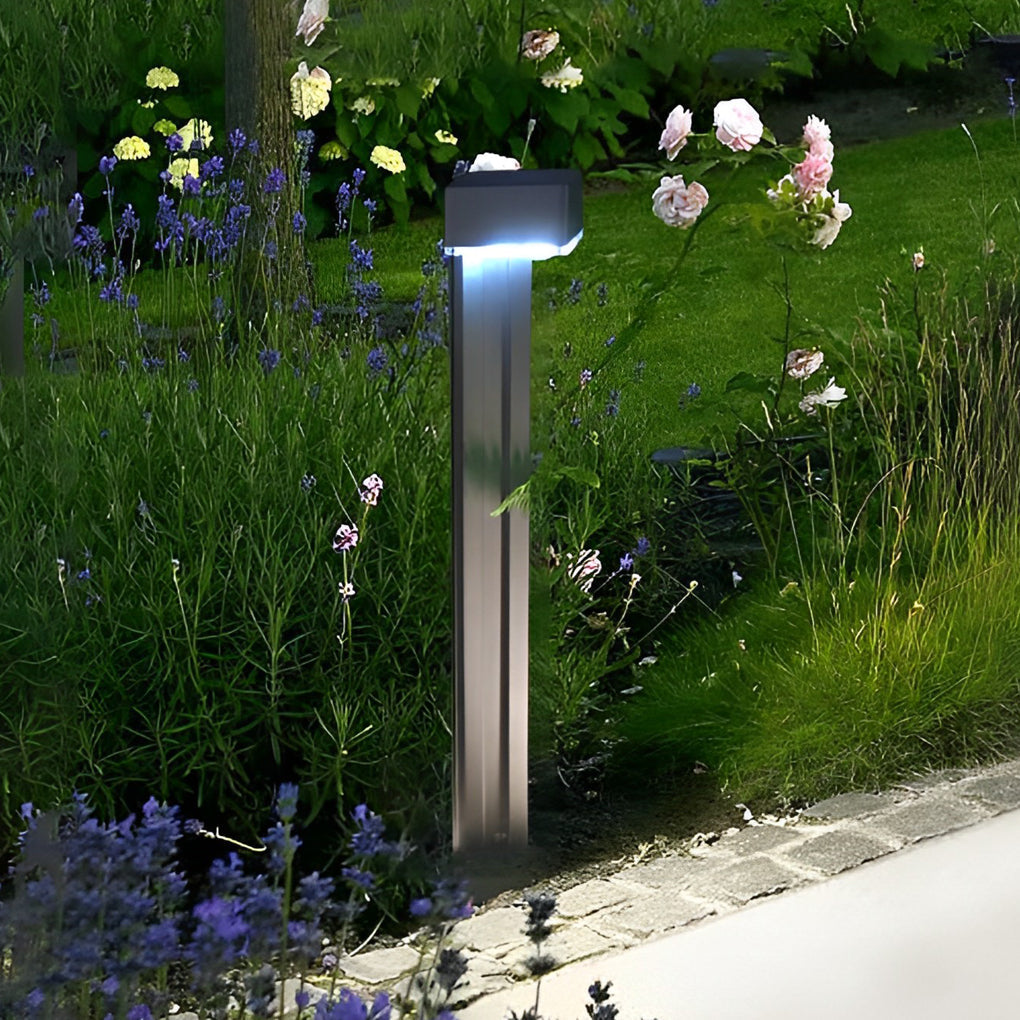 Aluminum Alloy Waterproof LED Black Modern Solar Powered Lawn Lights