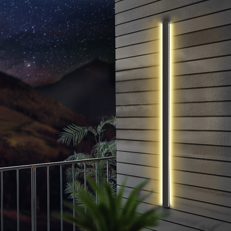 Black Long Strip Metal Waterproof Dimmable Modern Outdoor Wall Lights