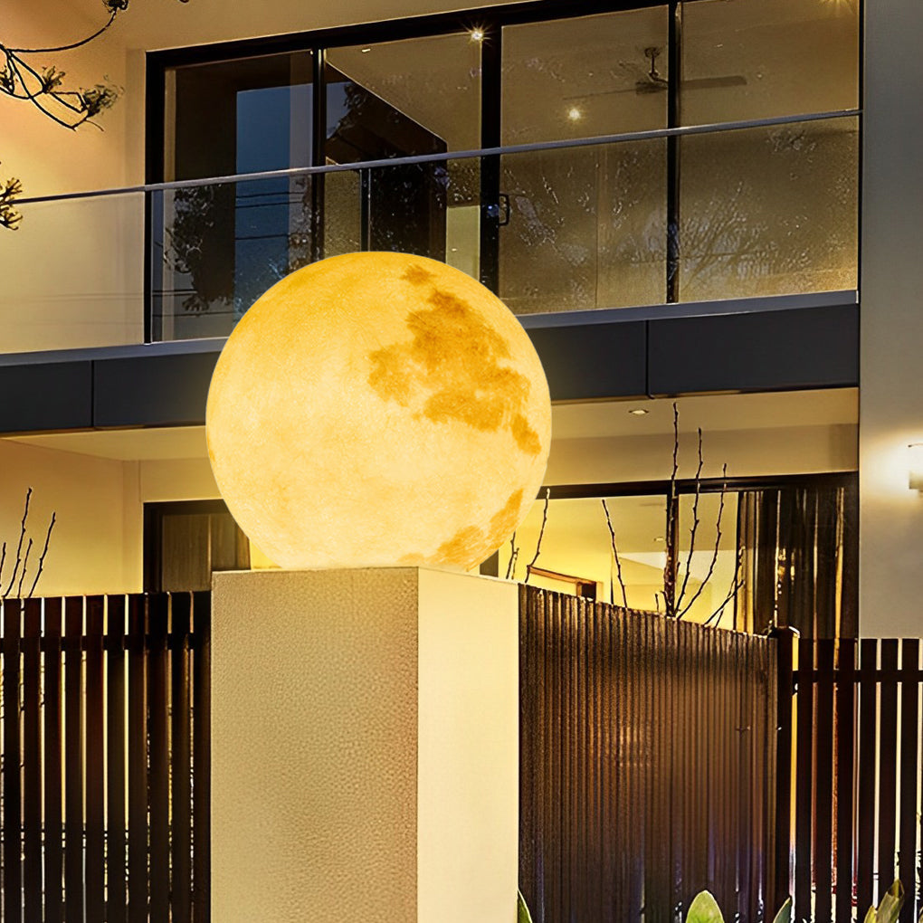 Moon-Shaped Outdoor Pier-Mount Pillar Accent Post Light