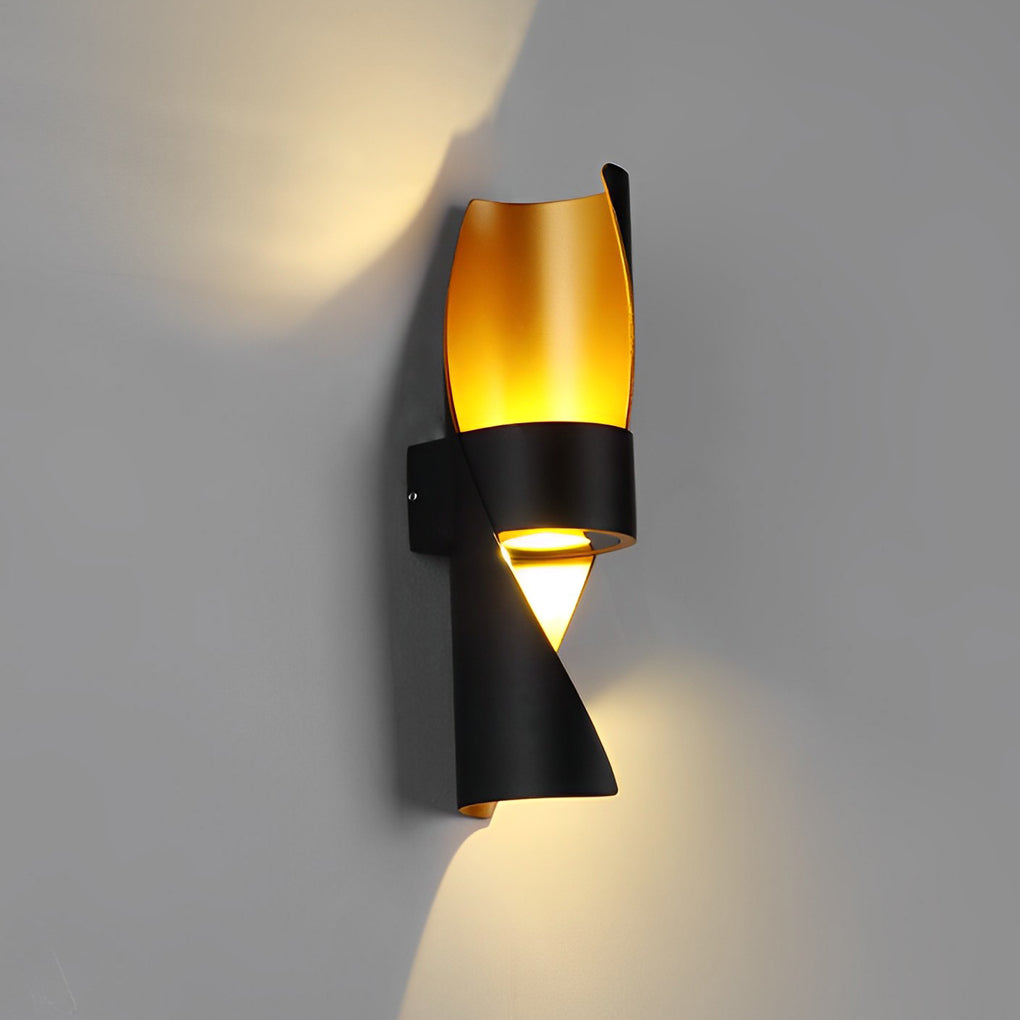 Spiral Exterior Up and Down Wall Lights Outdoor Wall Mounted Light with Gold Interior