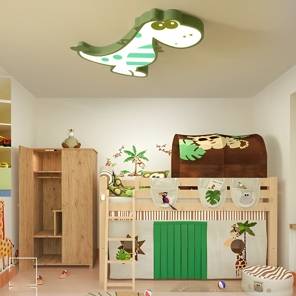 Cartoon Dinosaur Design LED Dimmable Nordic Flush Mount Ceiling Lights