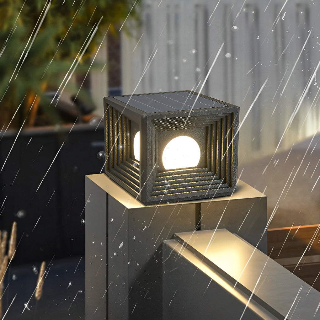 Waterproof Square Creative LED Black Modern Solar Fence Post Lights