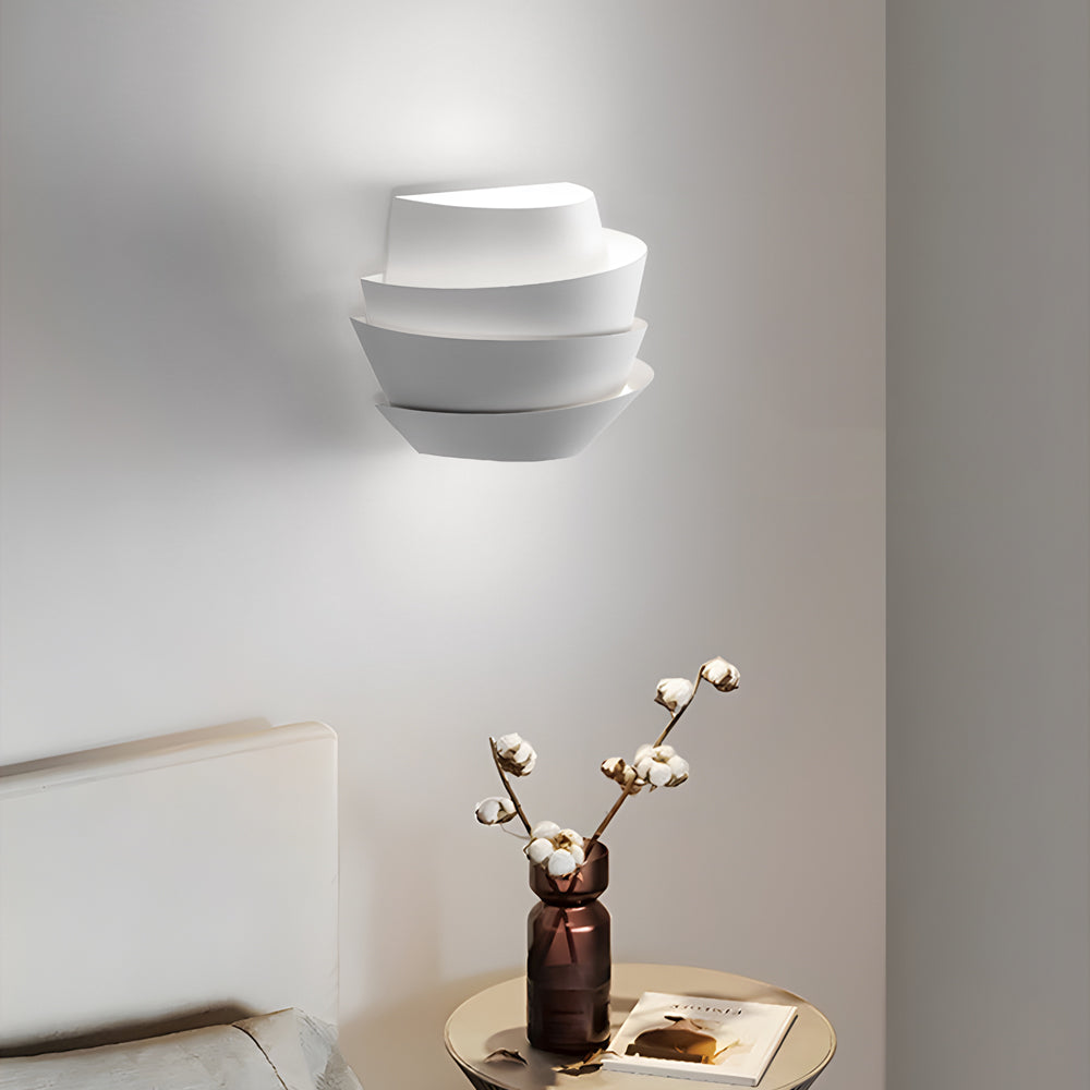 Minimalist Layers Half Cylinder Iron 2-Light Wall Sconce - White