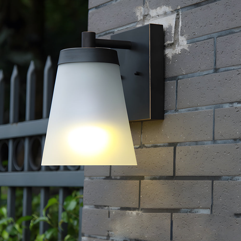 1-Light Glass Waterproof Sensor Outdoor Wall Sconce