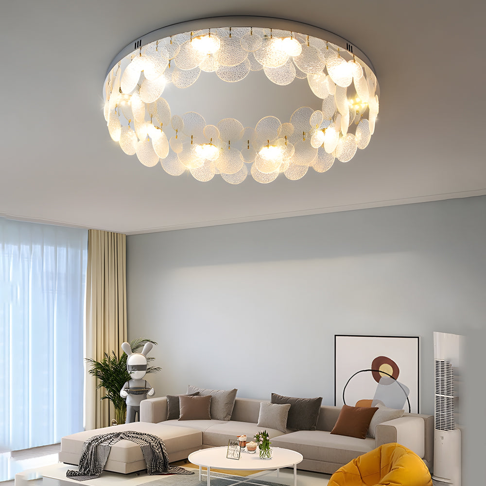 Round Small Glass Seashells 3 Step Dimming Simple Post-Modern Ceiling Lamp