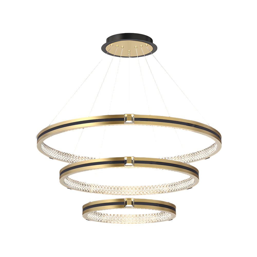 Simple Circles Rings Three Step Dimming Brushed Gold Modern Chandelier