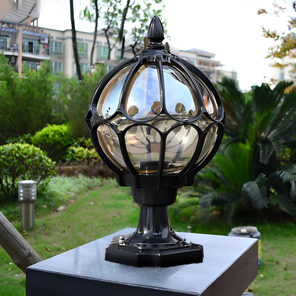 Vintage Outdoor Pier Mount Post Light with Glass Globe