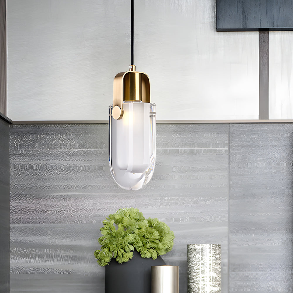 Simple Luxury Crystal Shade 3 Step Dimming Copper Modern Pendant Lights