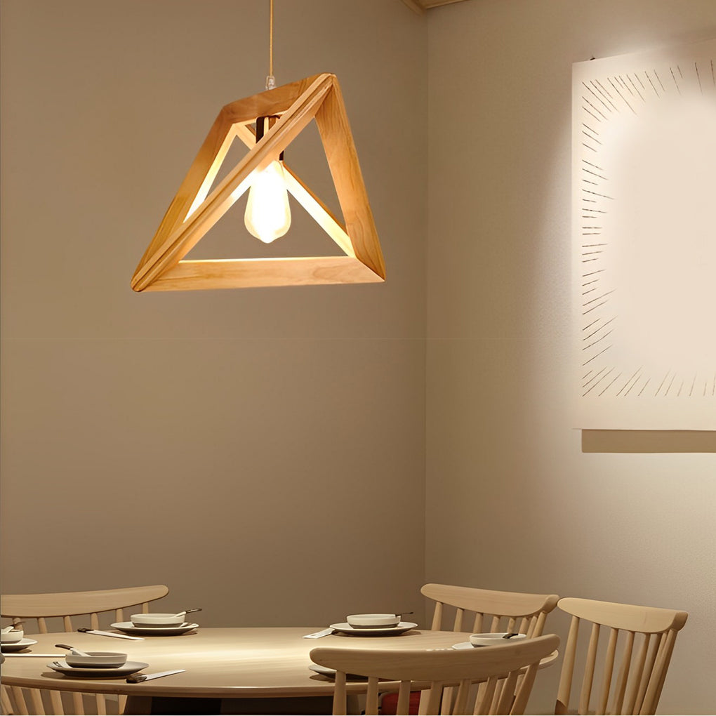 Creative Wood Frame Geometric Art Minimalist Nordic Pendant Lights