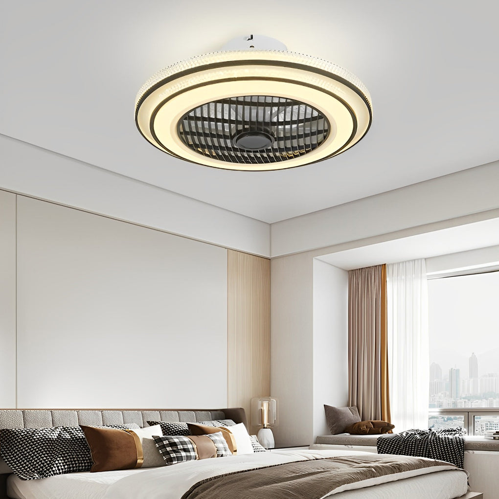 Intelligent Timing Mute LED Modern Bladeless Ceiling Fans with Light