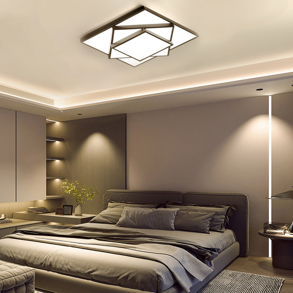 Overlapping Square Design Dimmable LED Modern Flush Mount Ceiling Light