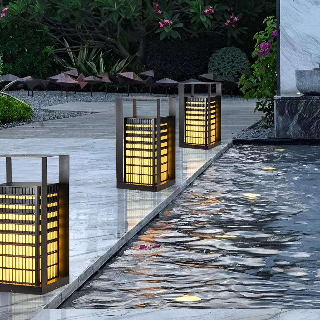 Creative Square Lantern Shaped LED Black Modern Outdoor Pathway Lights