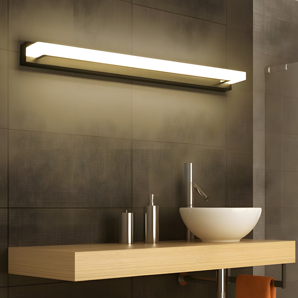 15.74'' Linear LED Vanity Light Black Bathroom Fixture with Mesh Light Filter