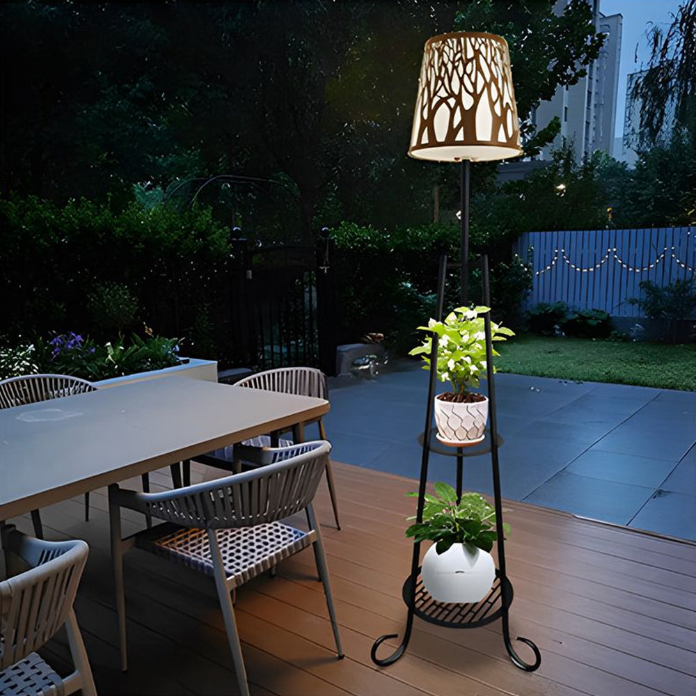 Modern Outdoor Floor Lamp with Shelves