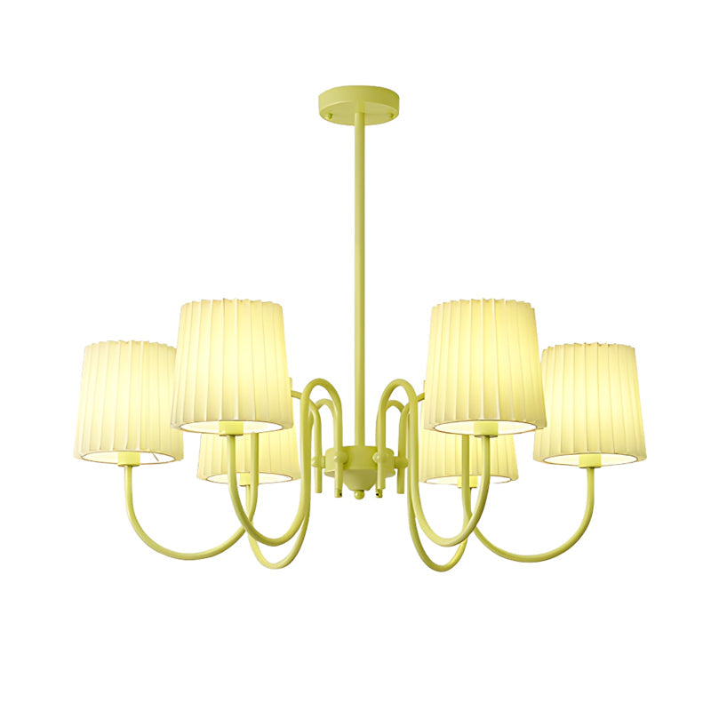 Pleated Fabric Retro Pastoral Green French Style Chandelier Hanging Lights