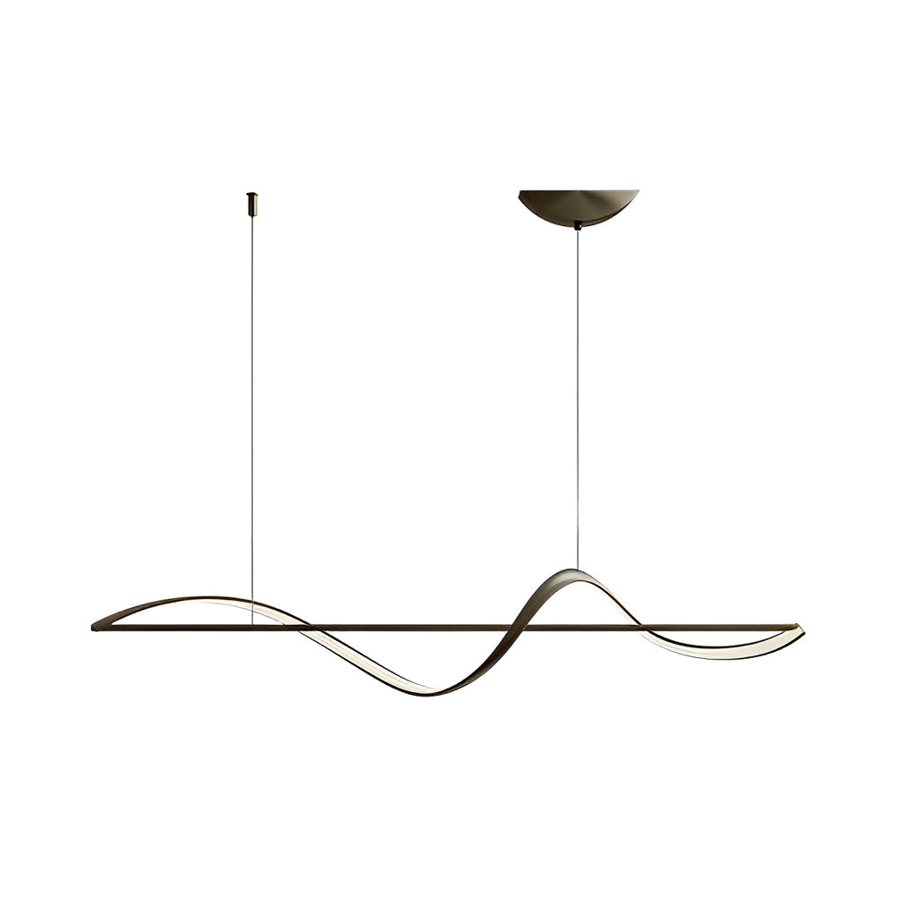 Minimalist Strip Waves Creative LED Copper Modern Dining Room Chandelier