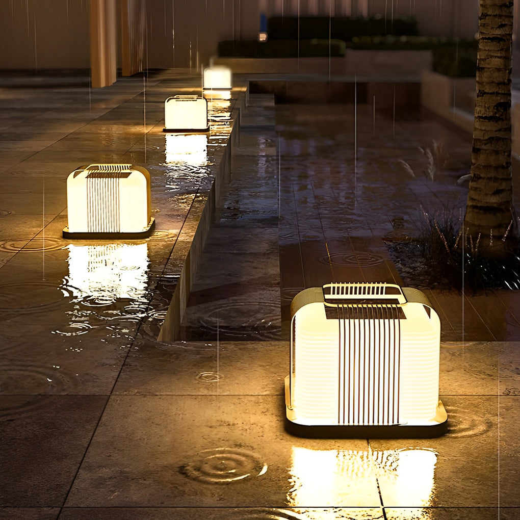 Square Creative LED Waterproof PE Shade Modern Solar Fence Post Lights